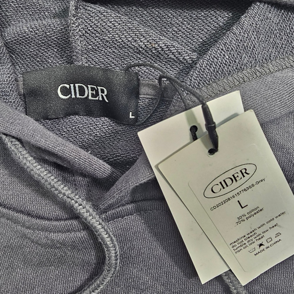 NWT Cider Graphic Hoodie Women's Large "Solo Rider" Charcoal Grey Oversized‎ - Picture 2 of 7